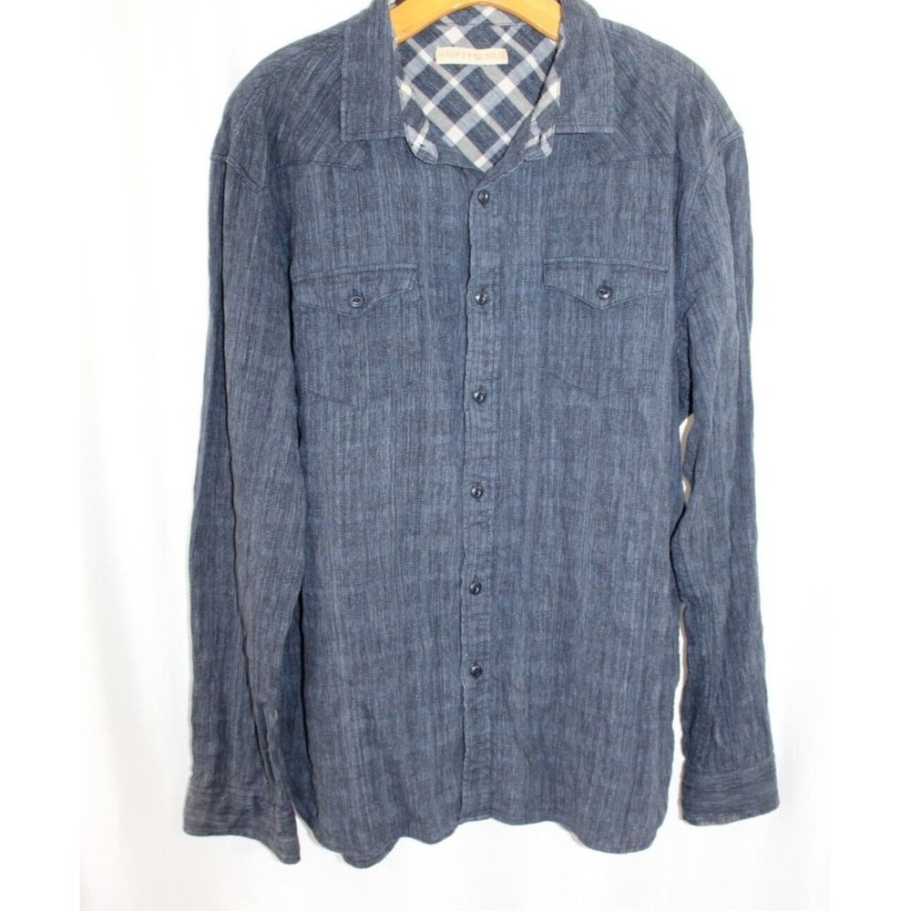 Nifty Genius Mens Blue Long Sleeve Cotton Button Up Shirt‎ XL